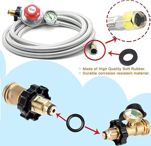 Miniatura 2 de VkerQerd 30 juntas de tanque de propano y juntas tóricas con 1 rollo de cintas de sellado de rosca PTFE, adaptador de junta tórica de propano de