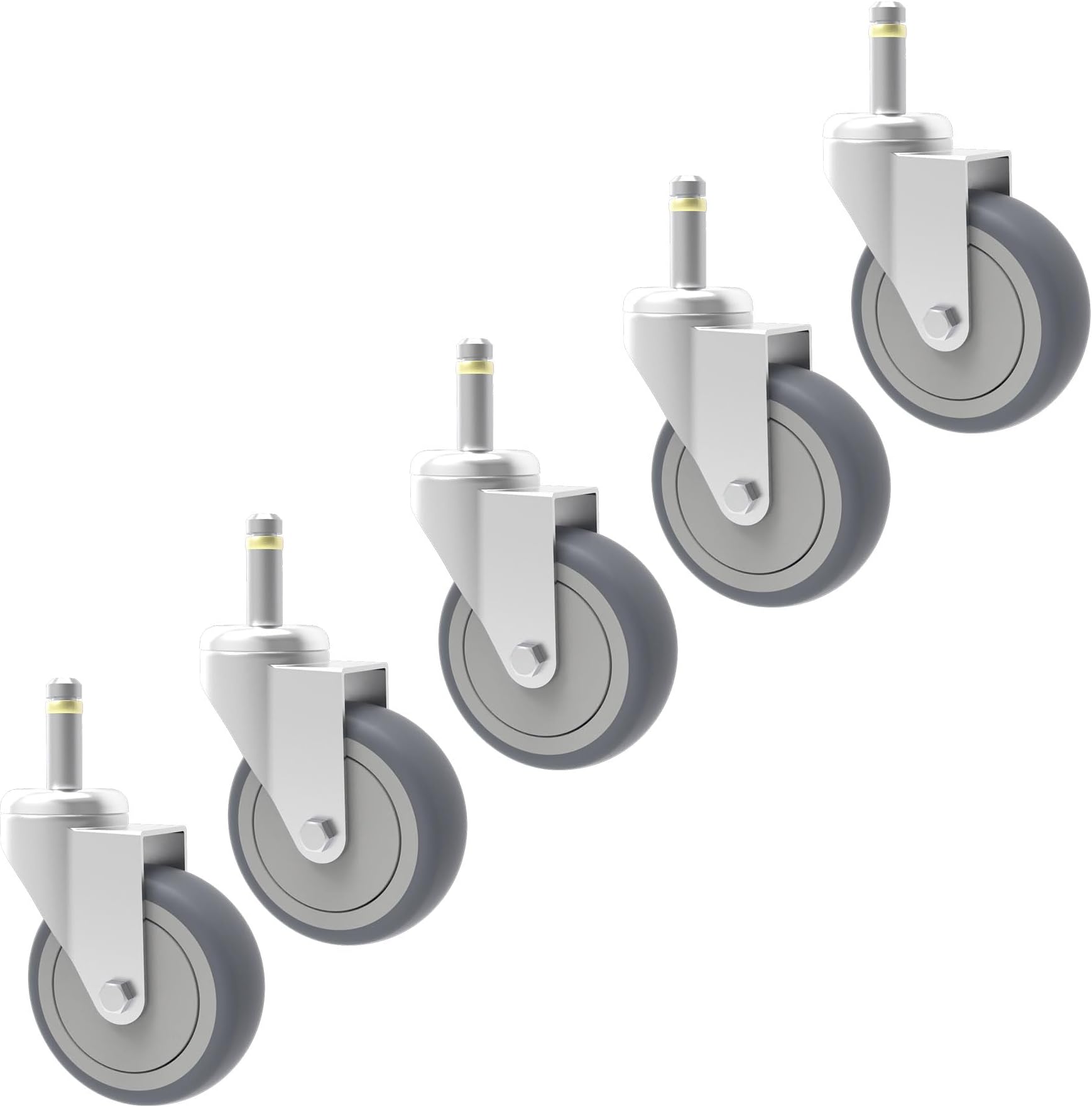 RILIDRI Replcament Casters for Brute Trash Bin Dolly Set of 5, 3-Inch Trash C...