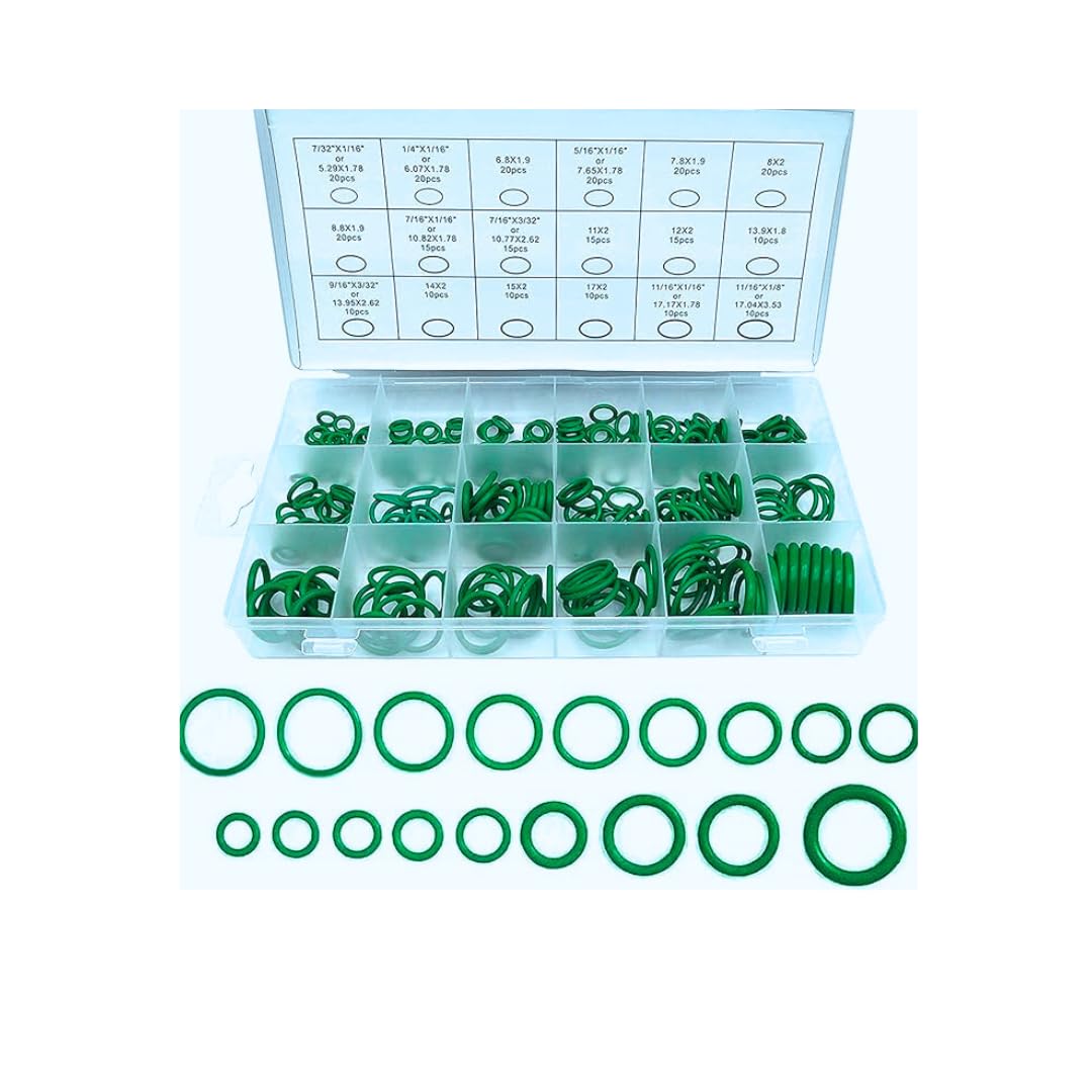 Air Conditioning O-Ring Kit, 18 Sizes, 270 Pieces, Green