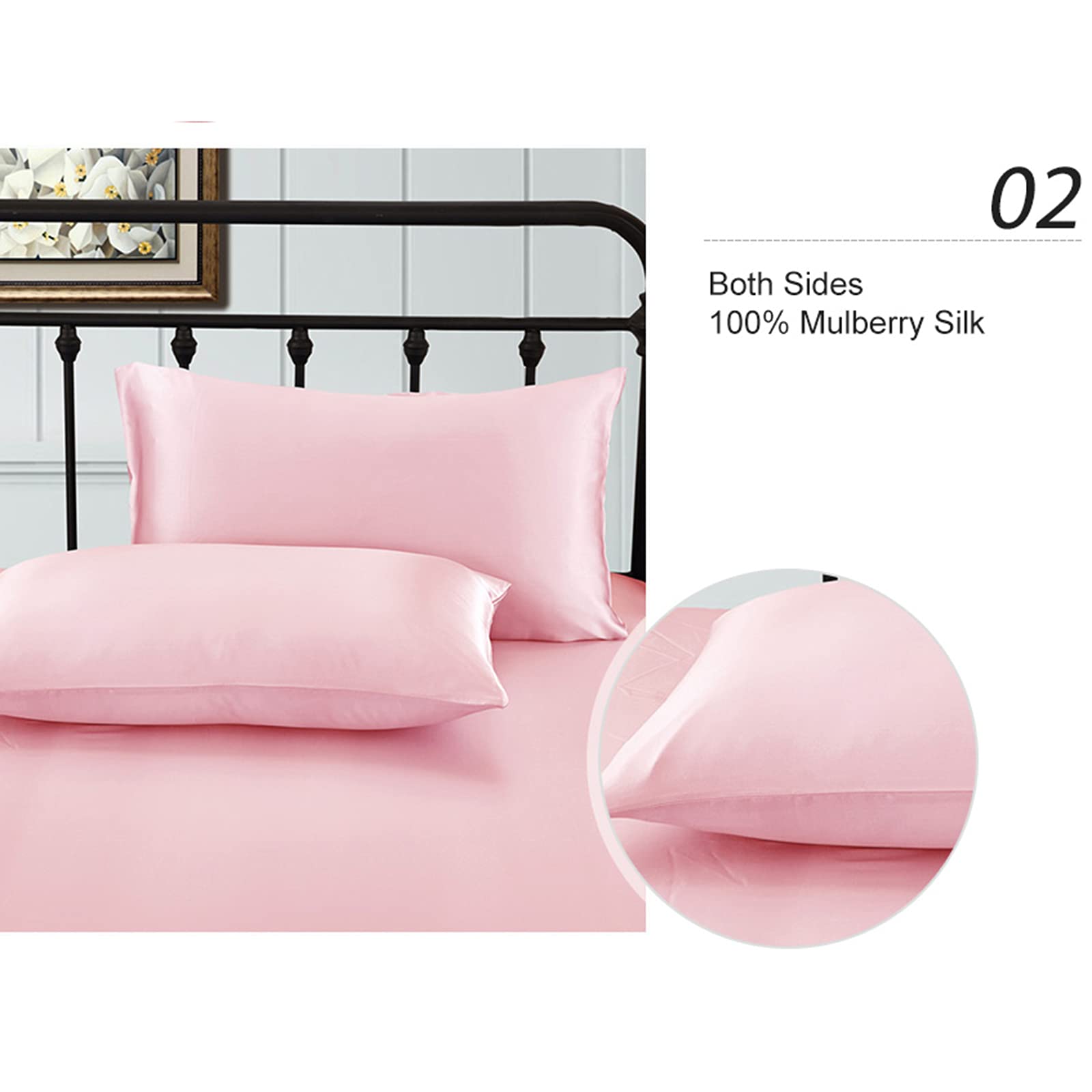 100% 19 Momme Mulberry Silk Fetrownote con Cremallera Oculta, Fundas de Almohada Suave Adecuado para Cabello y Piel saludables