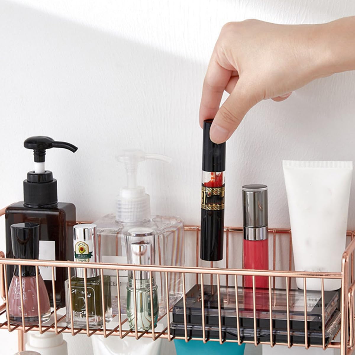 MAGICLULU Doppelschichtiges Kosmetik Organizer aus Eisen Verschleißfest und Rostfrei für Kleine Werkzeuge und Schreibwaren dem Schreibtisch zu Hause