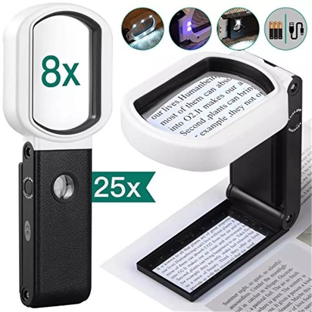 Lupa de pie portátil Recargable con Lupa iluminada para Lectura, comprobación y escaneo de Joyas.,
