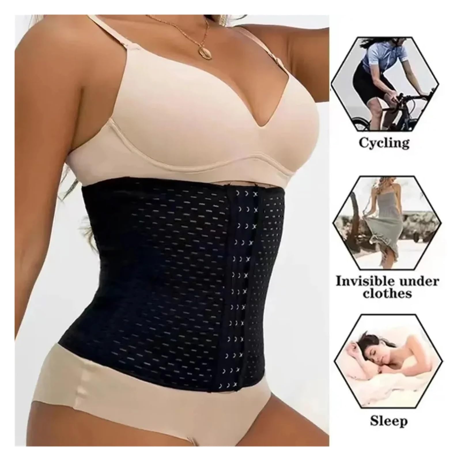 Corsetto Modellante Vita Donna A Tripla Sezione – Cintura Addominale Post-Parto E Per Allenamento (Nero, M [Vita 76-82 Cm])