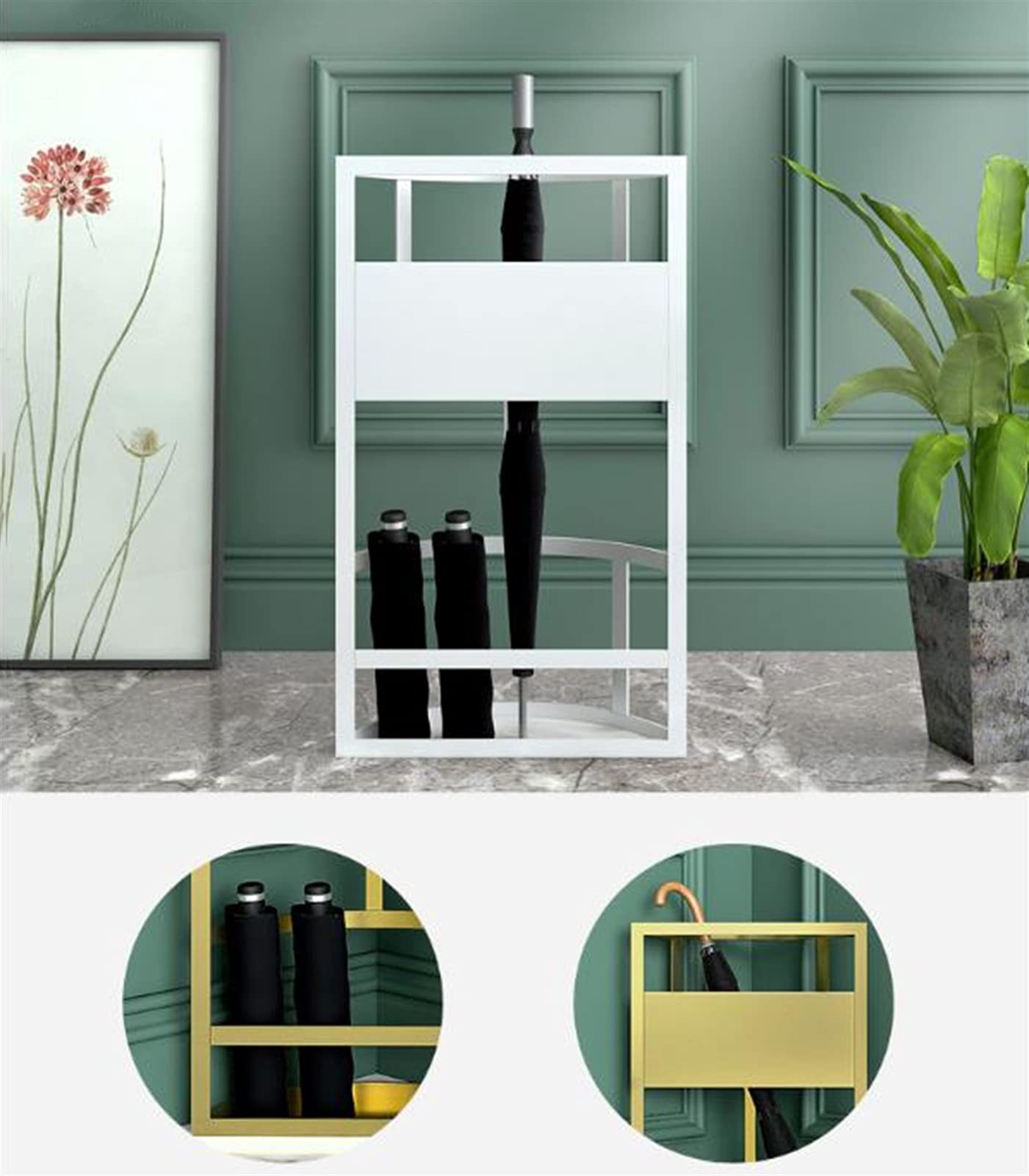 Rack Parapluie Fer Blanc Porte-parapluies Métallique Blanc - Support Ouvert, Grande Capacité 25x25x45 Cm
