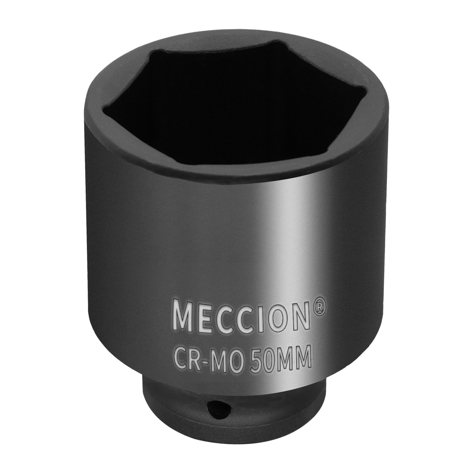 Meccion 1/2 Inch Drive Impact Socket 50mm Metric, 6 Point Cr-Mo Deep Impact Socket, 78mm Length