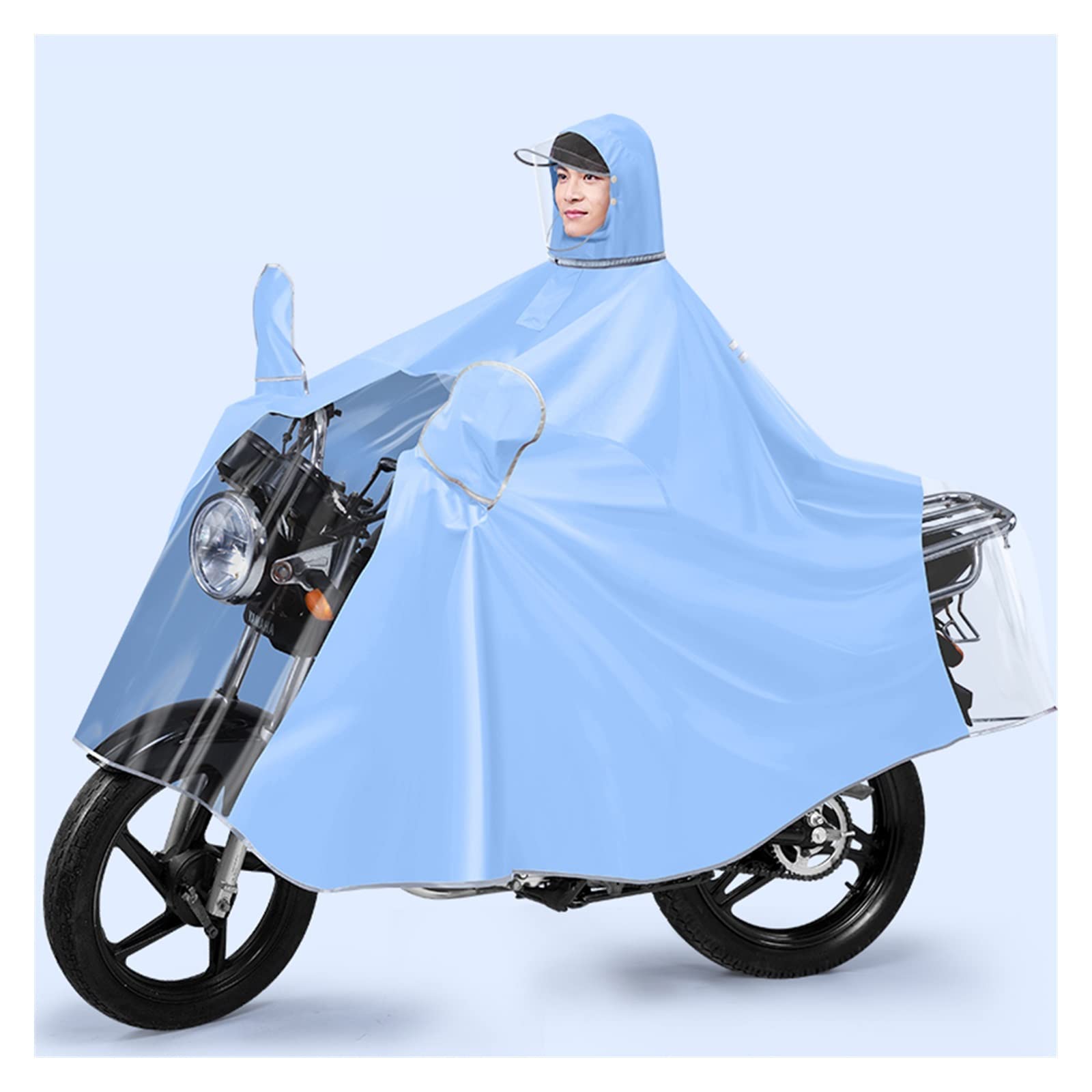 Dqzrtueca Unisex Blue Hooded Rain Poncho Windproof Cape For Bike Ebike Motorcycle Mobility Scooter Multicolor M-5Xl(,3Xl)