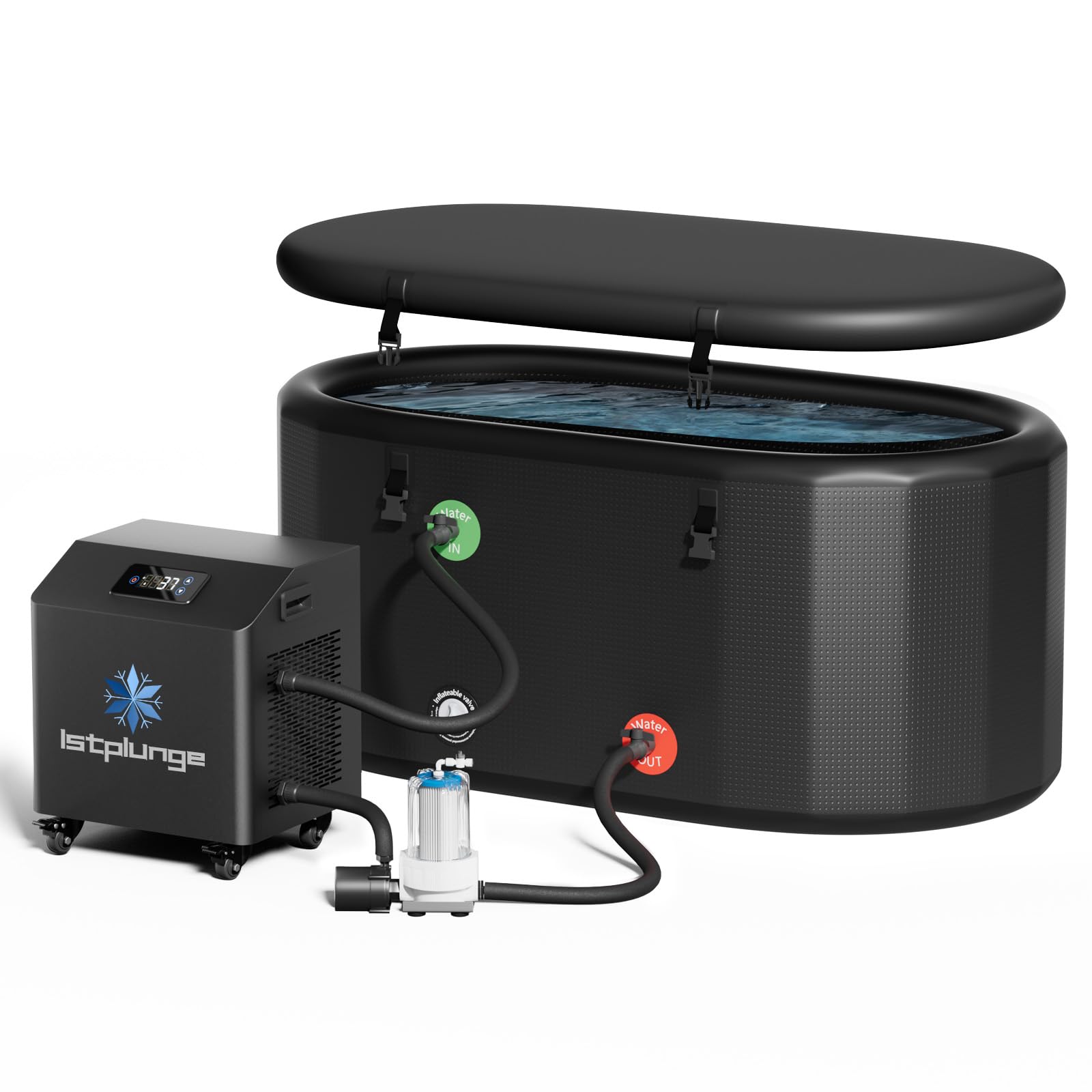1HP Ice Bath Chiller & Cold Plunge Tub Kit, Cold Plunge Chiller with External Pump & Filter, 216 Gal Oval Ice Bath Tub, XXL Cold Plunge Tub with Water Chiller for Cold Therapy Recovery