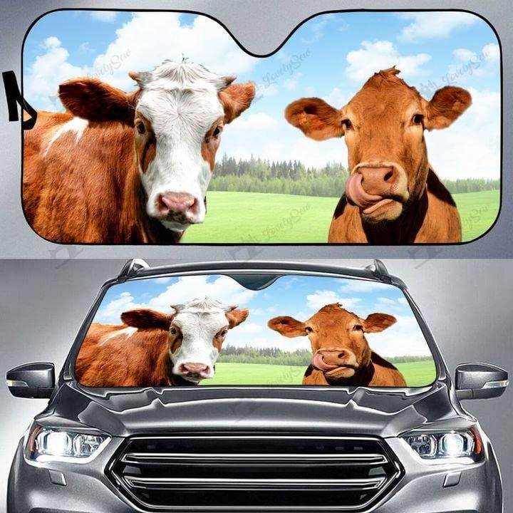 Couverture pare-brise voiture pour le stationnement en plein soleil motif bovins