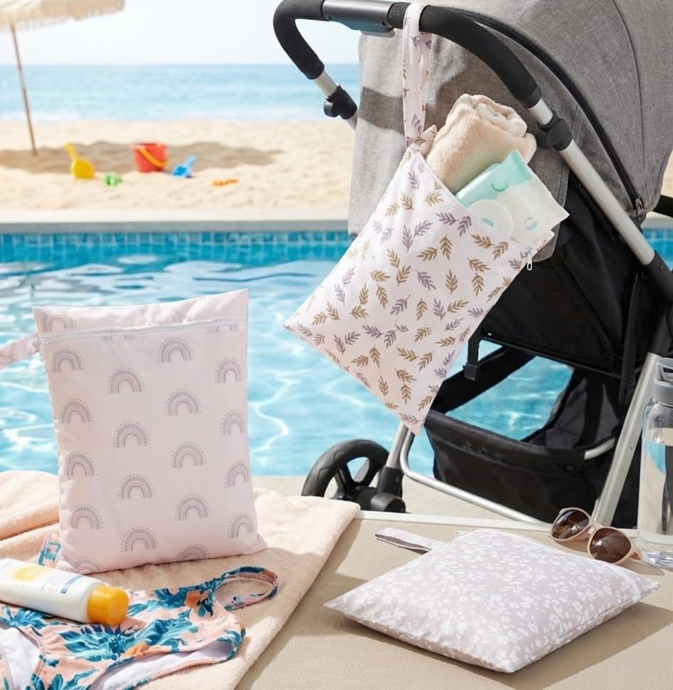 3Pcs Wet Bags with Zipper Closure Waterproof Wet Storage Bag Large Capacity Wet Dry Bag Reusable Wet Clothes Bag Portable Bathing Suit Bags for