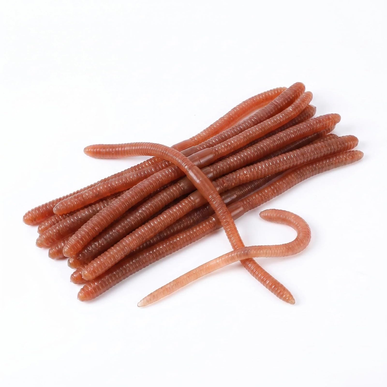 Soft Fishing Lures 18cm Brown Long Earthworm Soft Plastic Worm Baits 20pcs Pack for Bass Trout Carp Freshwater Fishing - Realistic Lifelike Worm Shape