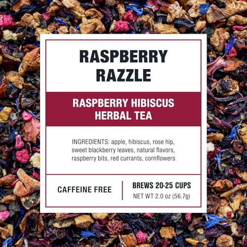 Image of Tiesta Tea - Raspberry Razzle Tea, Loose Leaf, Raspberry Hibiscus Herbal Tea, Premium Caffeine-Free Tea Blend, Make Hot or Iced & Up to 25 Cups, 2 oz Resealable Pouch