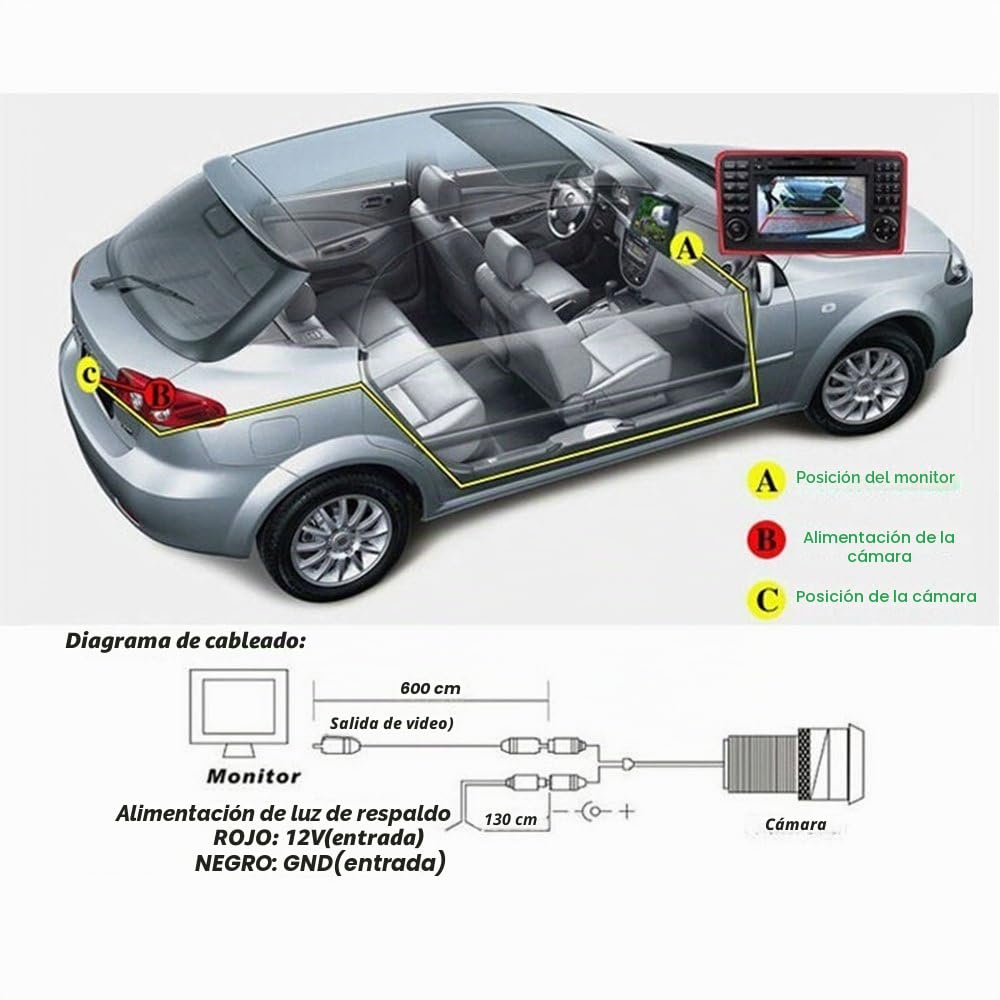CCD Cámara Sistema de Visión Trasera Coche, Cámara de Marcha Atrás con de Visión Nocturna Replacement for VW Caddy B5 B6 Passat 3 C 3B Jetta Sagitar Multivan T5 Golf Plus Polo