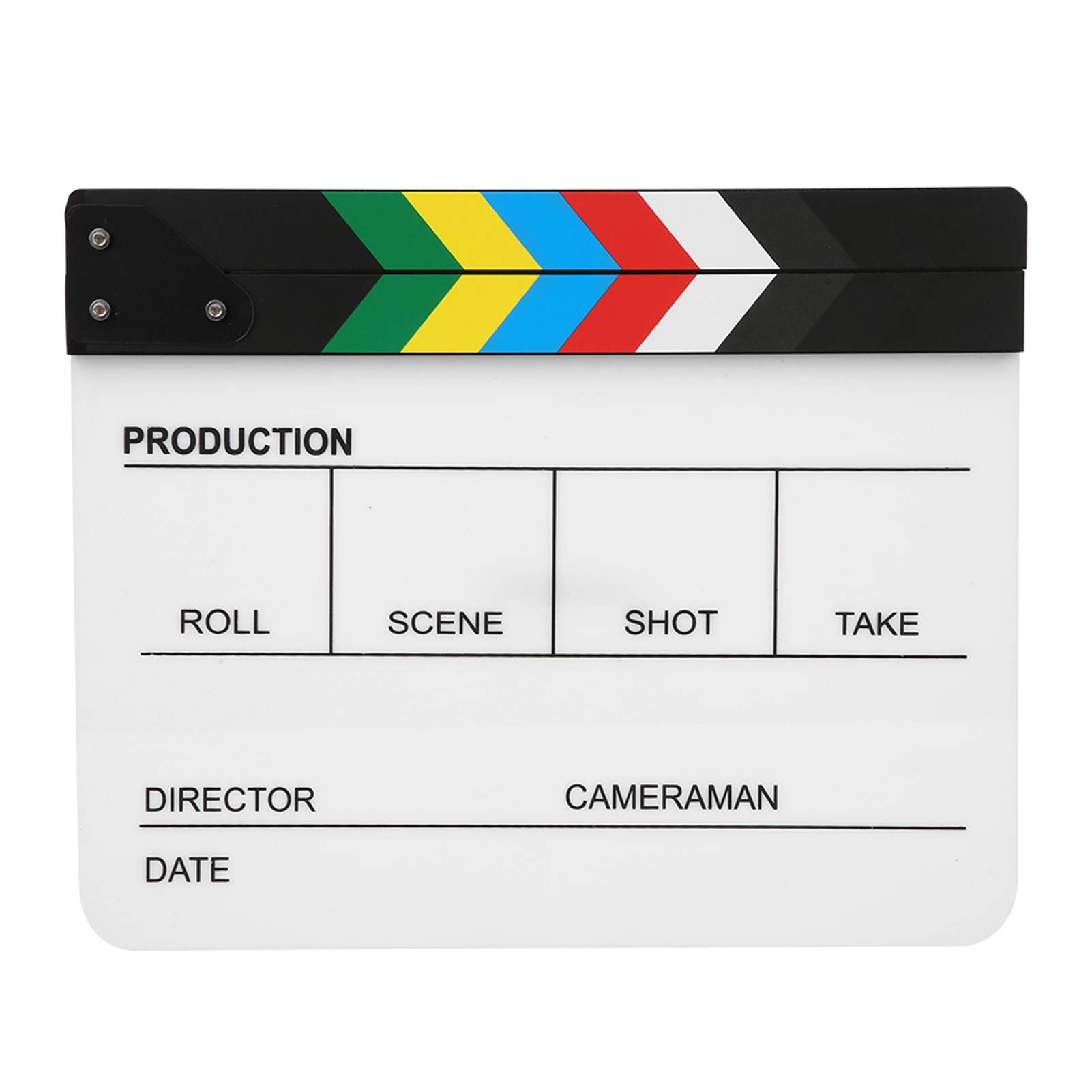30x25CM Acrylic Clapperboard with Magnet - for Movie Production and Photography Enthusiasts (Color Strip whiteboard (PAV1CWE3))