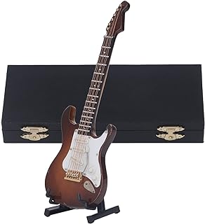 Guitarra Elétrica Em Miniatura De Madeira Com Suporte E Estojo, Modelo De Mini Guitarra, Instrumento Musical, Modelo De Casa De Bonecas, Decoração De Casa