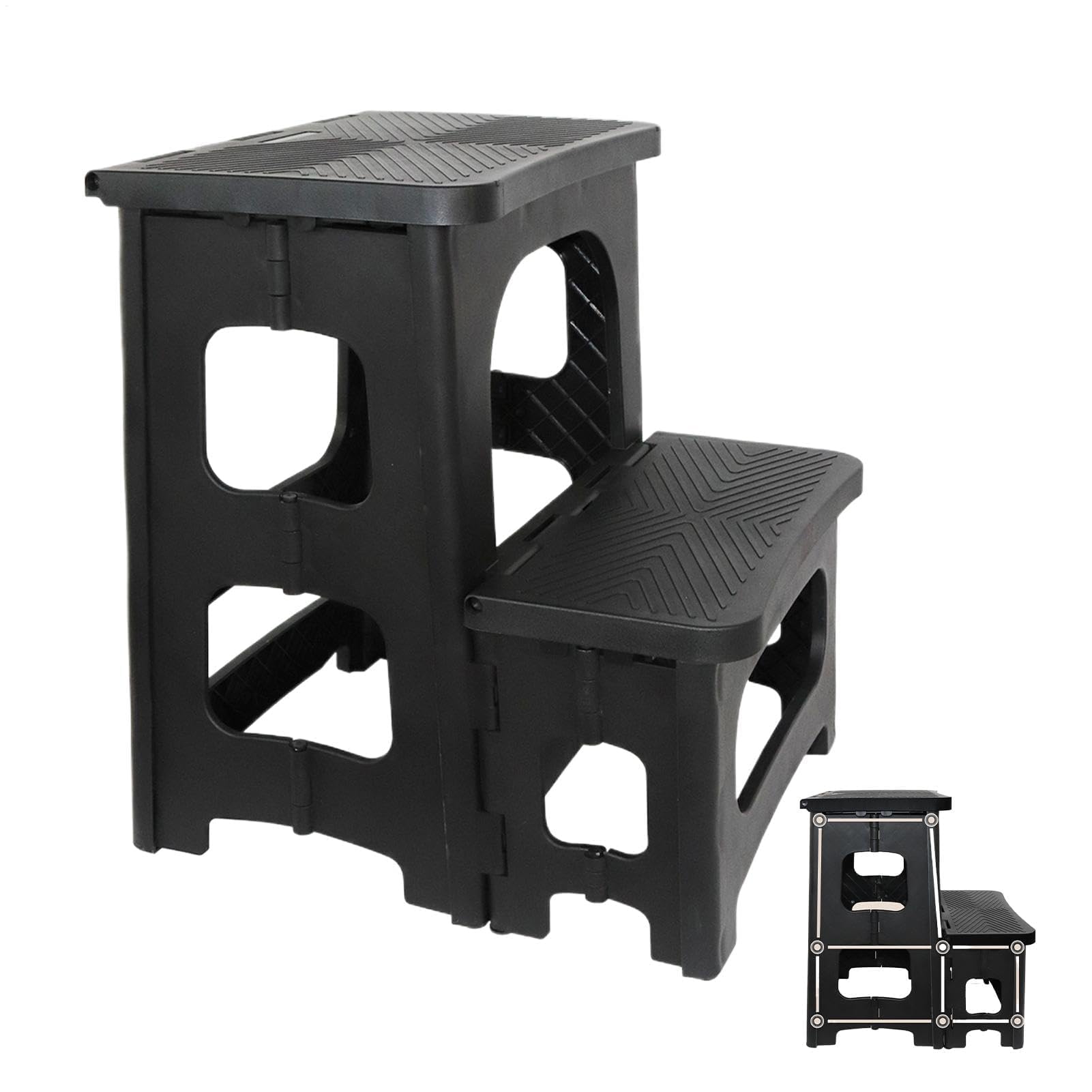 Taburete plegable de 2 peldaños capacidad de carga de 110 kg pedale ancho diseño o para cocina y uso al aire libre fácil almacenamiento escalera a y segura