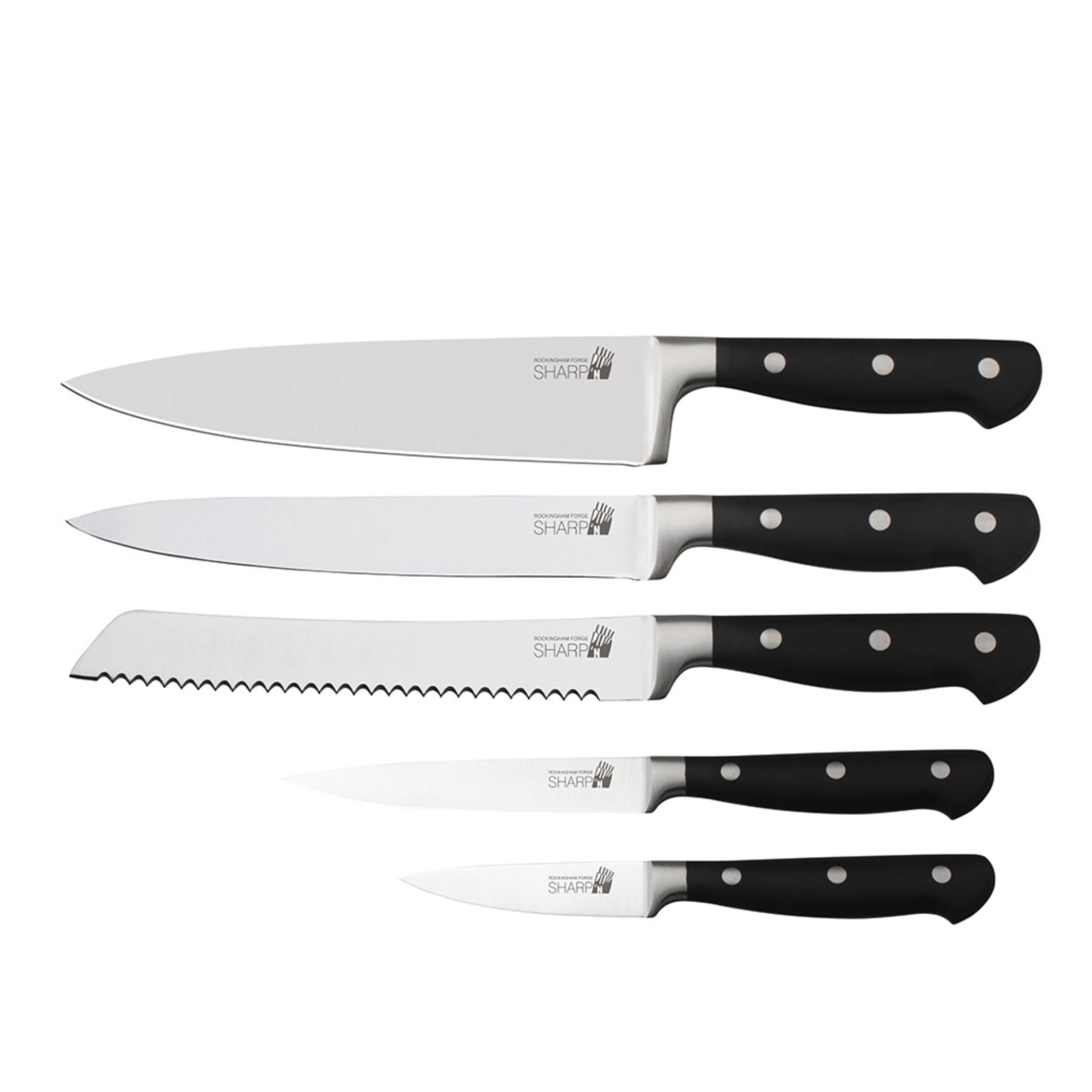 Rockingham Forge SHARP'N 5-częściowy zestaw samoostrzących się noży z drewna kauczukowego