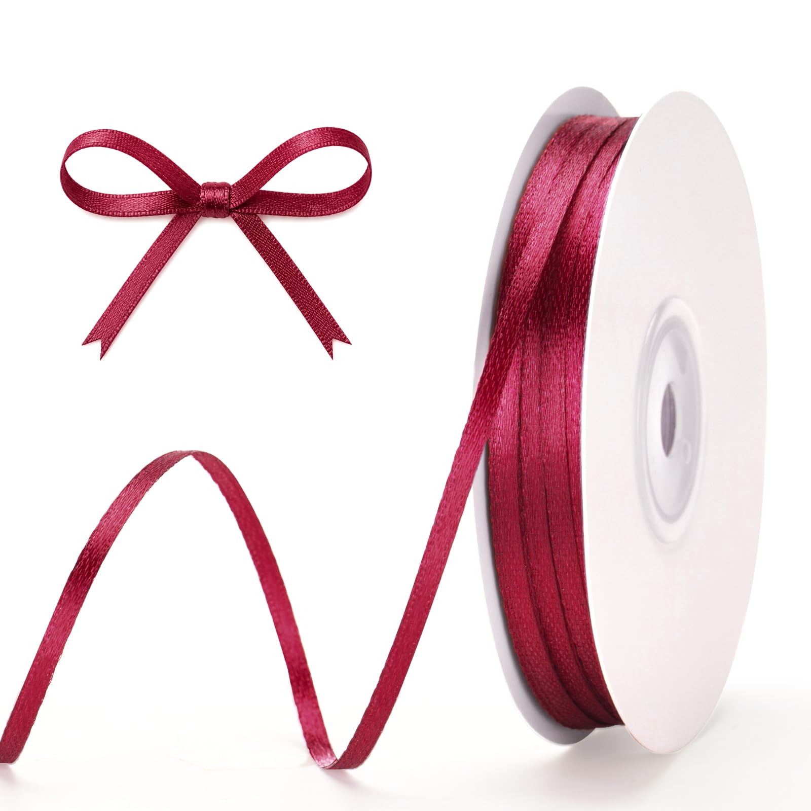 G2PLUS Burgundy Satin Ribbons 3mm: 100Yards Thin Gift Wrapping Ribbon for Wrapping Presents, Making Cards, Craft Projects,Christmas Decorations â image 1