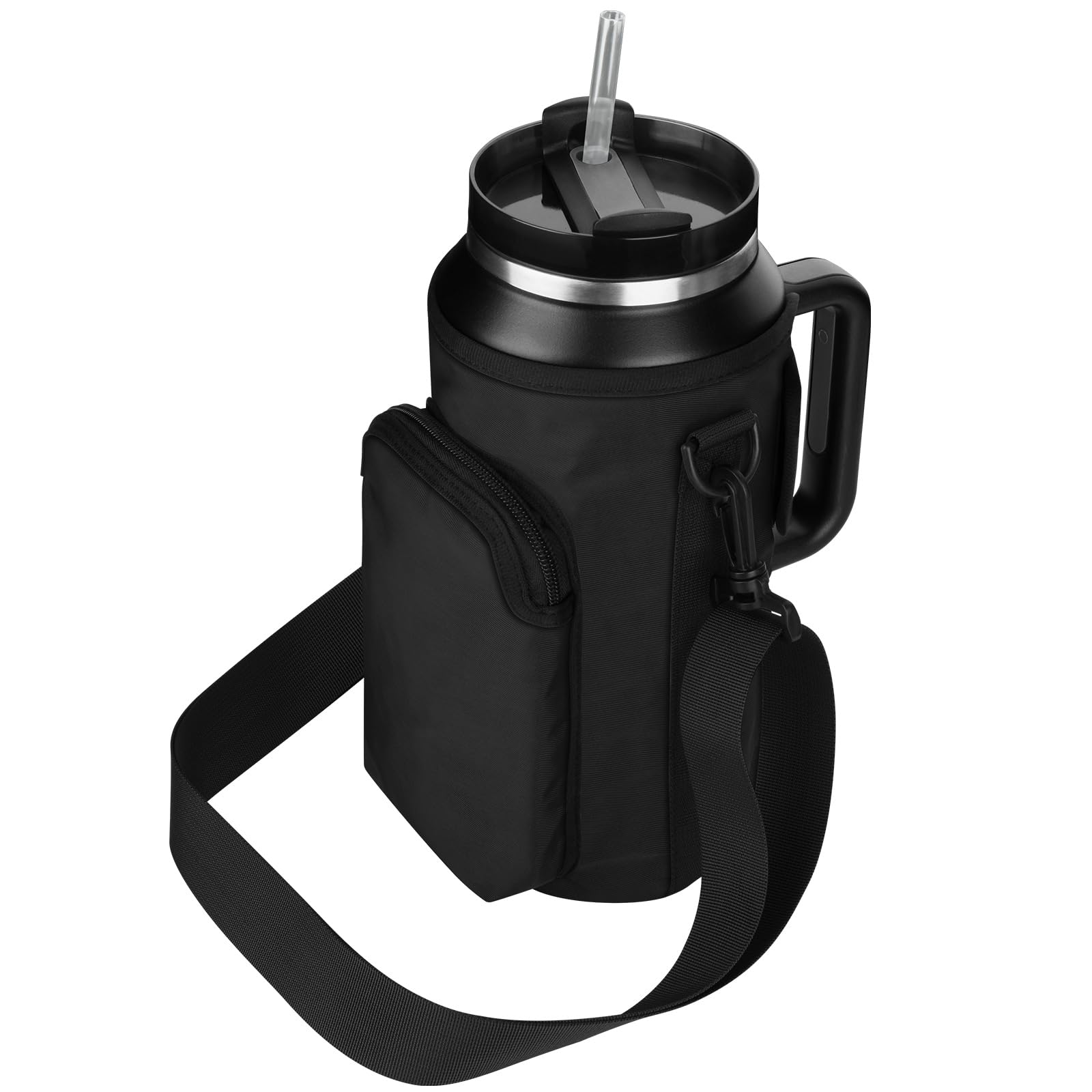 Xxerciz Water Bottle Carrier Bag for Stanley 64oz Tumbler with Handle, Water Bottle Holder with Adjustable Strap, Bottle Sling Sleeve with Phone Pouch