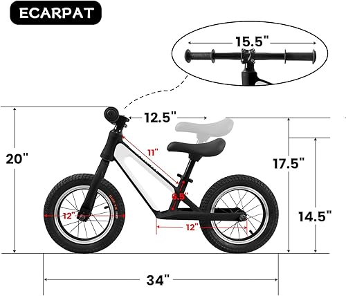 Miniatura 3 de Bicicleta de equilibrio con marco de aleación de magnesio, bicicleta deportiva ligera de entrenamiento con neumáticos de espuma de goma de 12