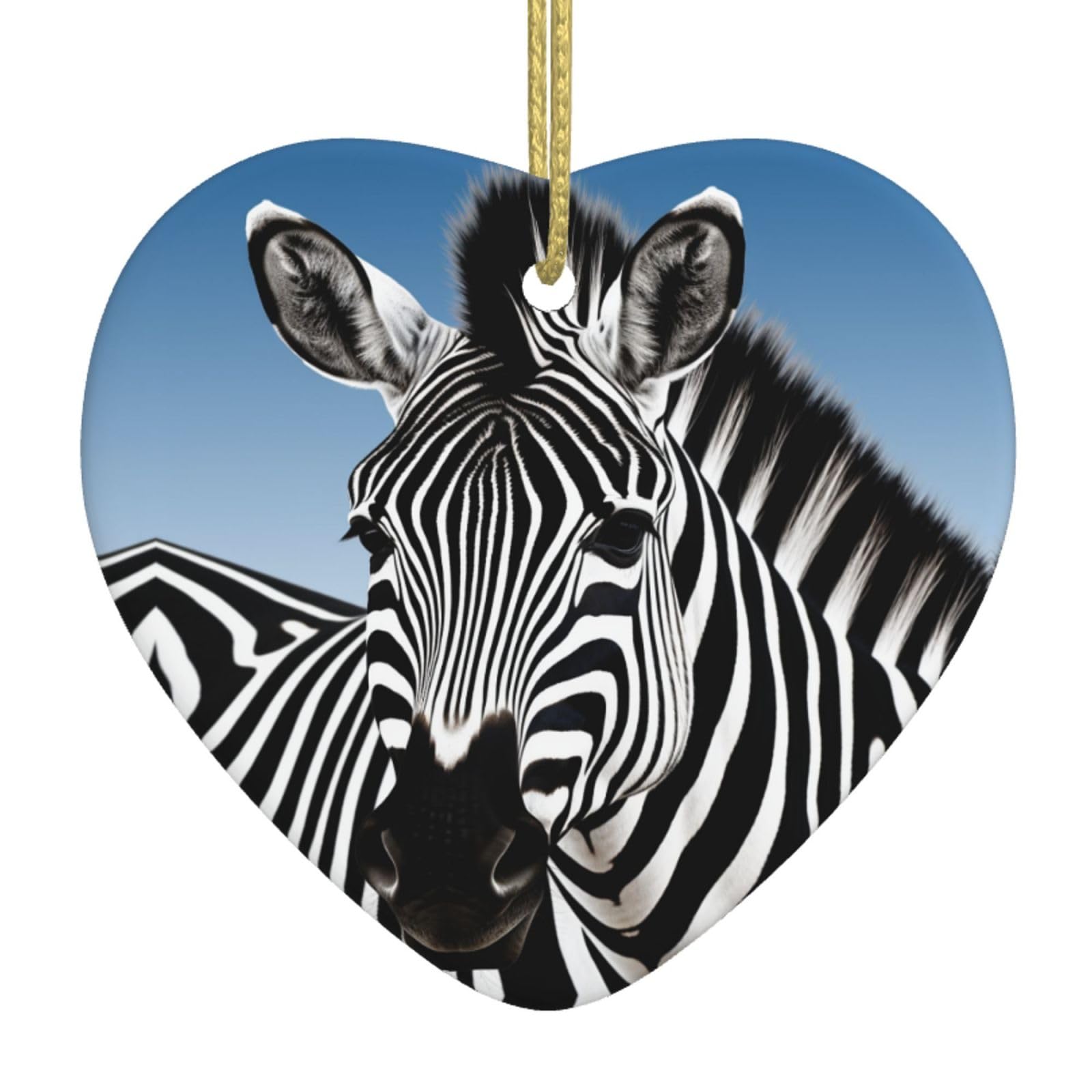 Ceramic Christmas Tree Hanging Ornaments with Gold Ropes Christmas Tree Decorations Heart Ceramic Zebra Pendant Keepsake Decorations for Holiday Xmas Gift Ideas
