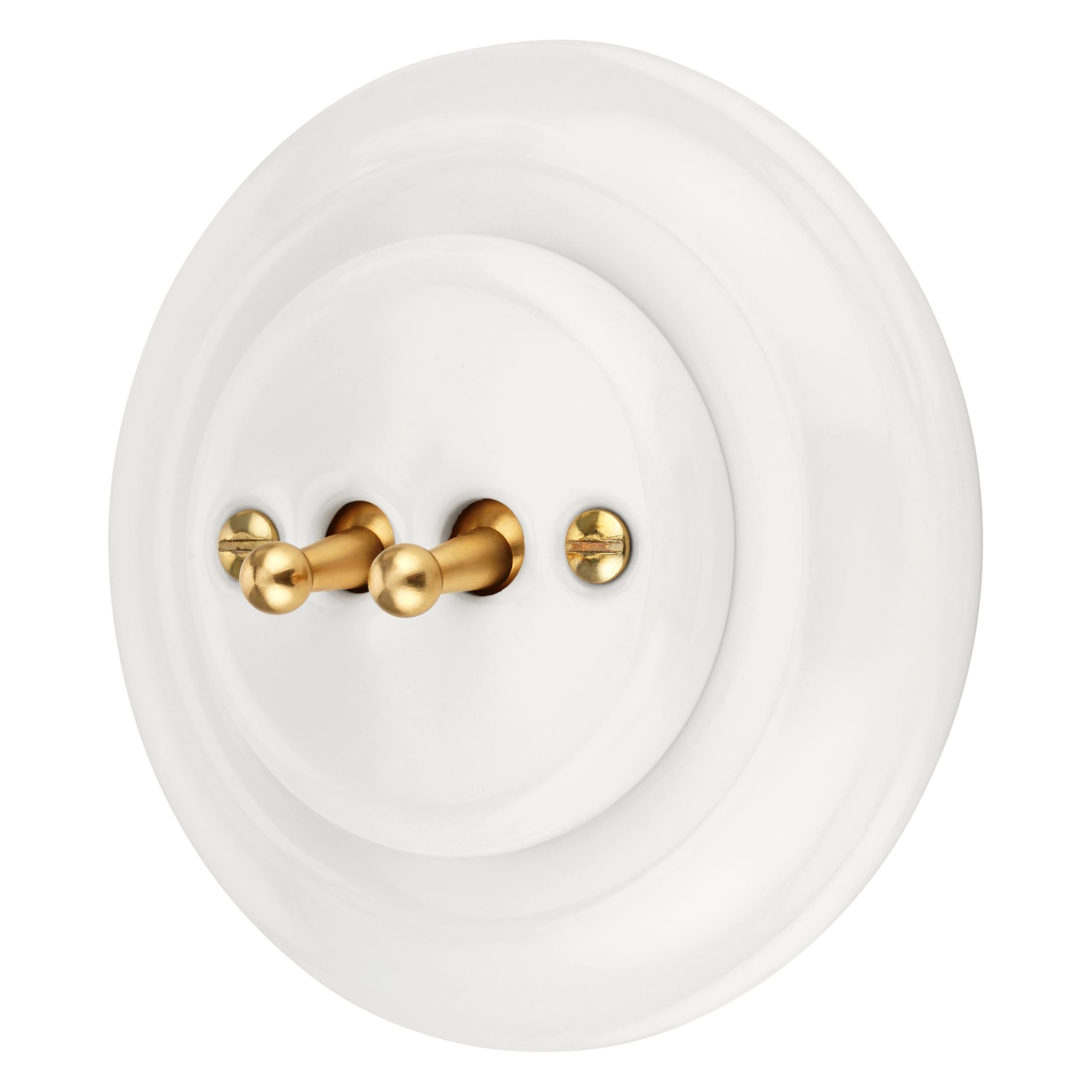 Unterputz Porzellan Retro Toggle Brass Doppelschalter, All-in-One, Serie PR1 weiß