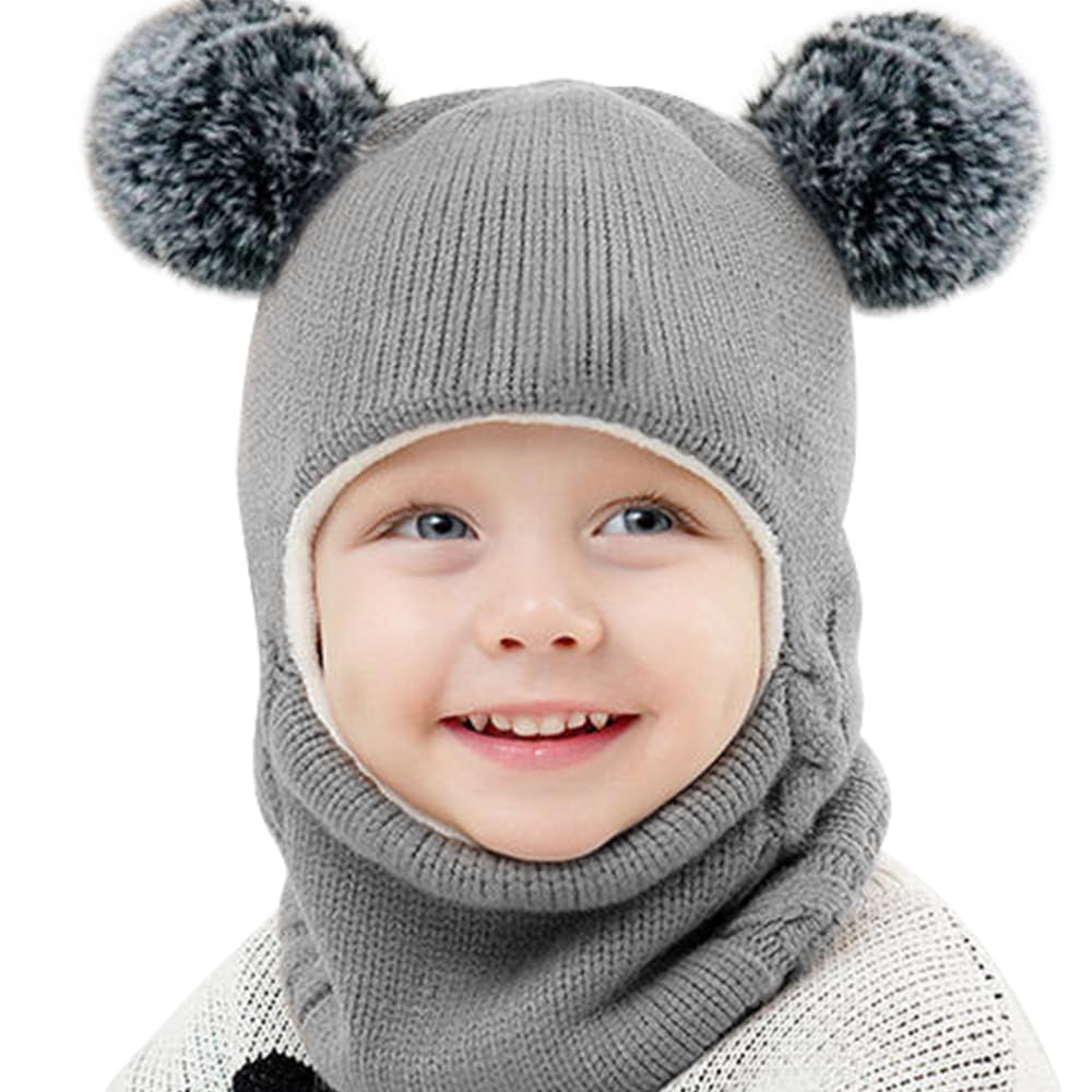 Vobozeany Cagoule Enfant Bébé Chaude Chapeau Écharpe Hiver