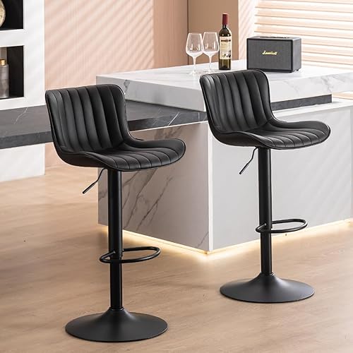 YOUNUOKE Juego de 2 taburetes de bar blancos, taburetes de bar ajustables de altura de mostrador de 24 pulgadas, taburete de bar moderno giratorio