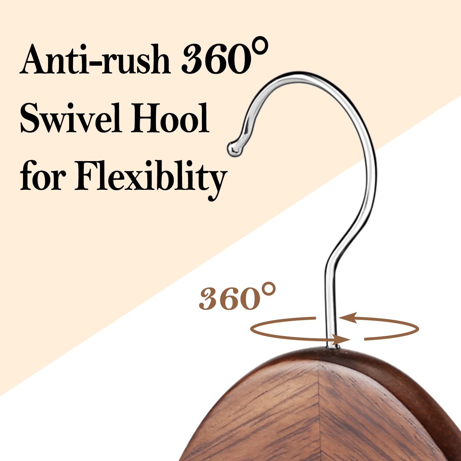 AMKUFO Wooden Hangers 20 Pack Wood Suit Hangers Non Slip Wooden Coat Hangers with Smooth Fnish Cut Notches 360?? Swivel Hook Clothes Hangers for Jeans Pants Jackets Shirts Dresses, Walnut