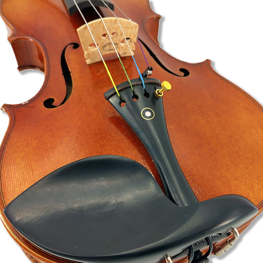 YoungMonic 4 string 4/4 Handmade Violin with Fashioned From Flame Maple and Ebony Parts Comes Complete with Case and Bow (Ebony Shoulder Button Big Flame Maple Pattern)