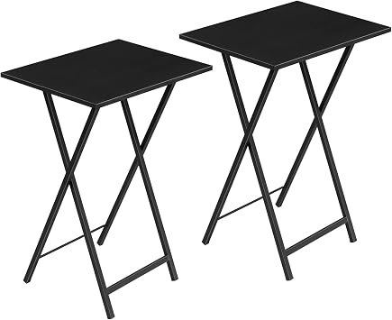 HOOBRO Folding Tables 2 Set, TV Tables for Eating Foldable, TV Tray Table, Small Sofa Laptop Dinner Table for Small Space, Metal Frame, Black EUBK25BZ01