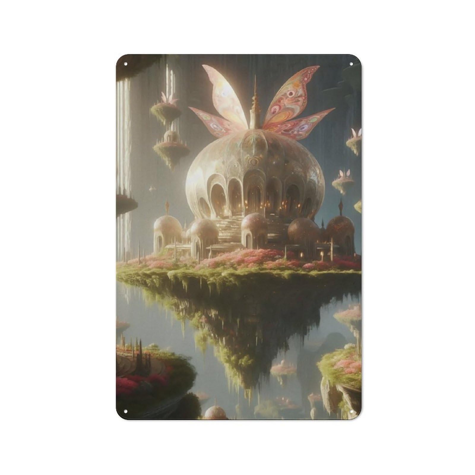 Junmoney Floating Palace With Butterfly Metal Wall Sign 30X20cm Featuring For Pub Or Café, For Kitchen, Dining Room And Home Bar Wall Decor