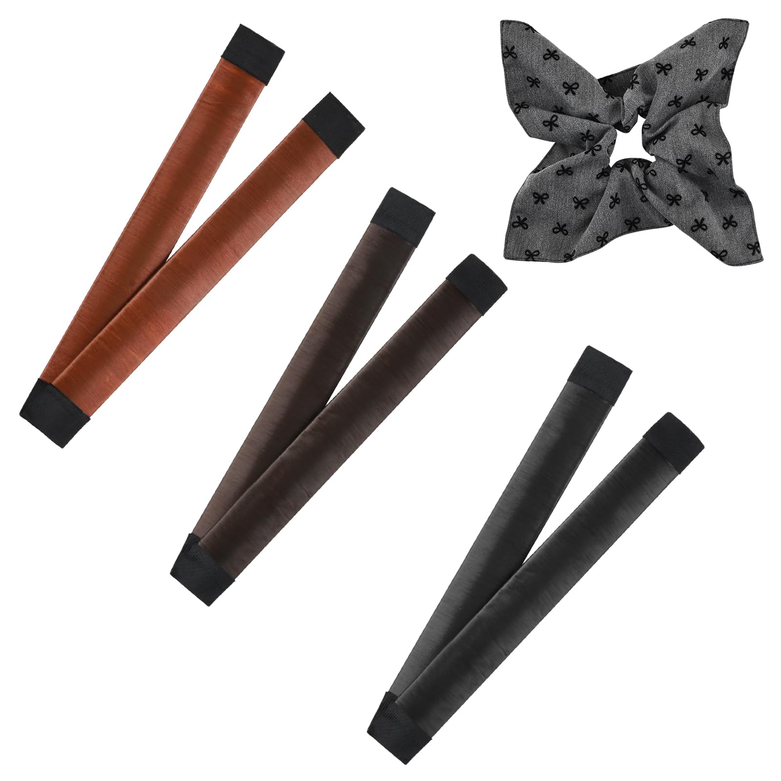 3 Pcs Magic Hair Bun Maker & Hair Ring,French Twist Fold Wrap Snap Band,Easy Donut Bun Maker for Hair Bow Hair Scrunchies,Hair Accessories For Women Girl