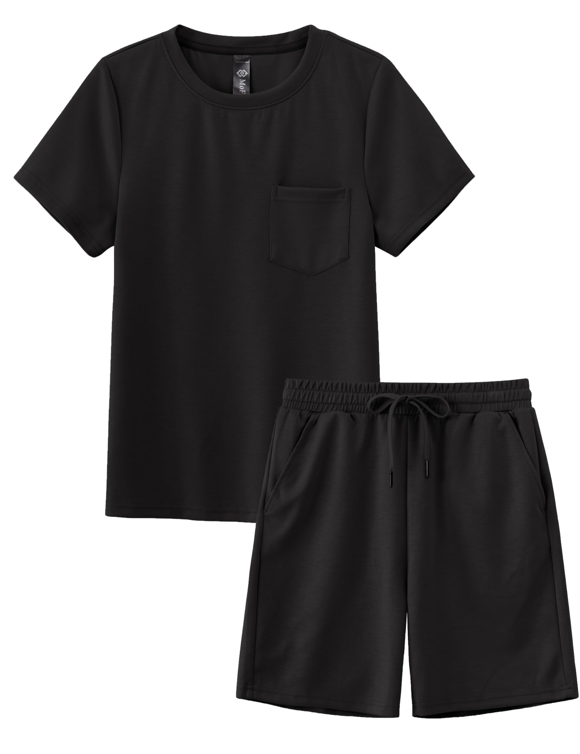 MoFiz Boy's Short Set 2 Piece Crewneck T-Shirt and Short Outfits Summer Casual Sets for Kids