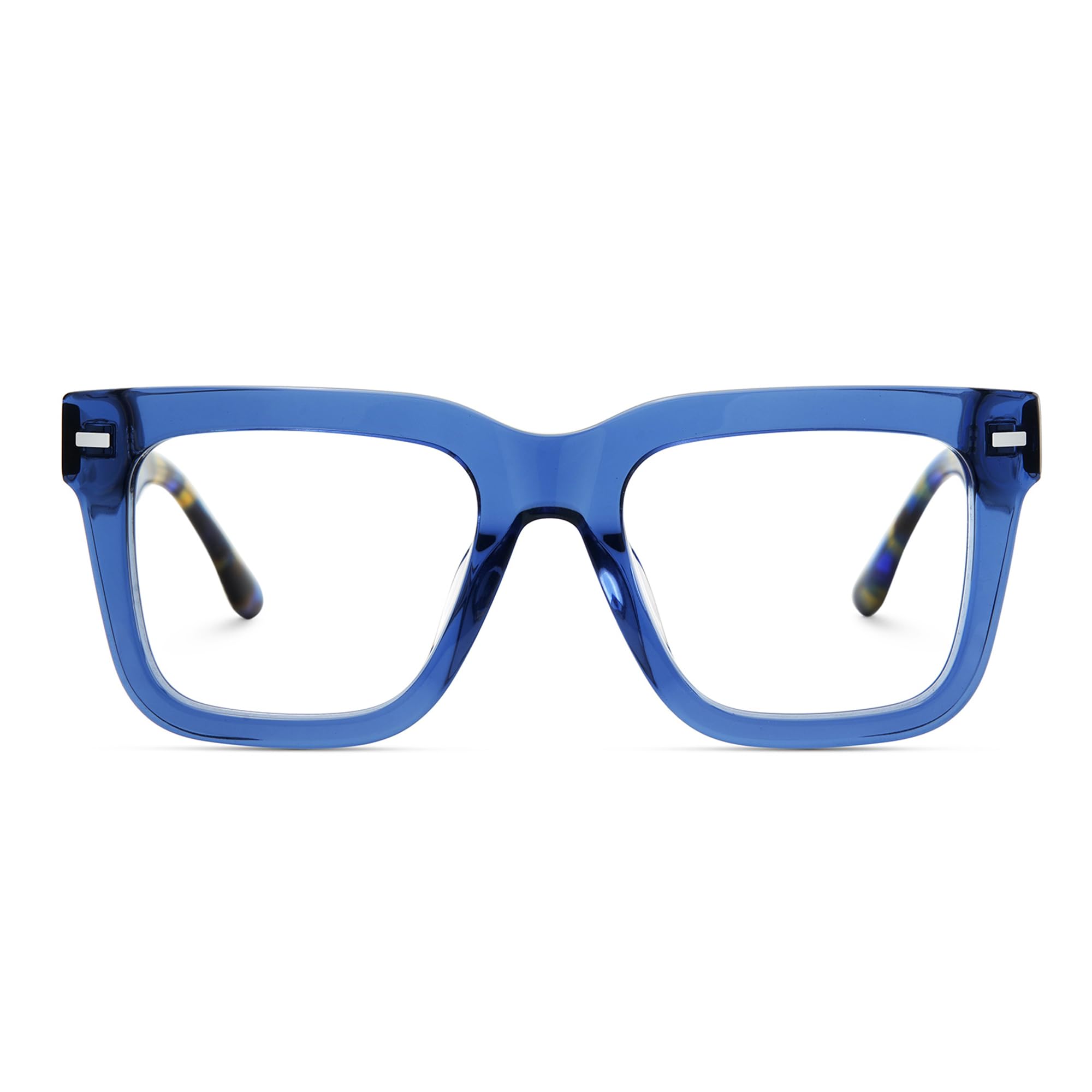 Zeelool Square Glasses Frames for Men Fashion Blue Fake Eyeglasses With Clear Lens Vintage Acetate Full Eyewear Glasses Redina JGA270431-03