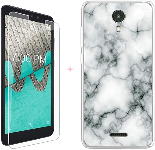 Amazon Com Wiko Ride Case Tempered Glass Screen Protector Hhuan Flexible Soft Transparent Tpu Marble Shell Silicone Gel Protective Case Bumper Cover For Wiko Ride 5 45 Cell Phones Accessories