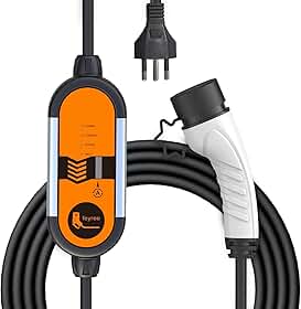 Carregador para Carro Elétrico, 2.64KW 85-264V Type 2, Portátil Cabo de 5M,Carregador EV Tipo 2 para Carros Elétricos e Híbridos,Uso interno/externo,IEC62196-2 (2.64KW-10A-8A-7A-6A-5A-4A-3A-2A)