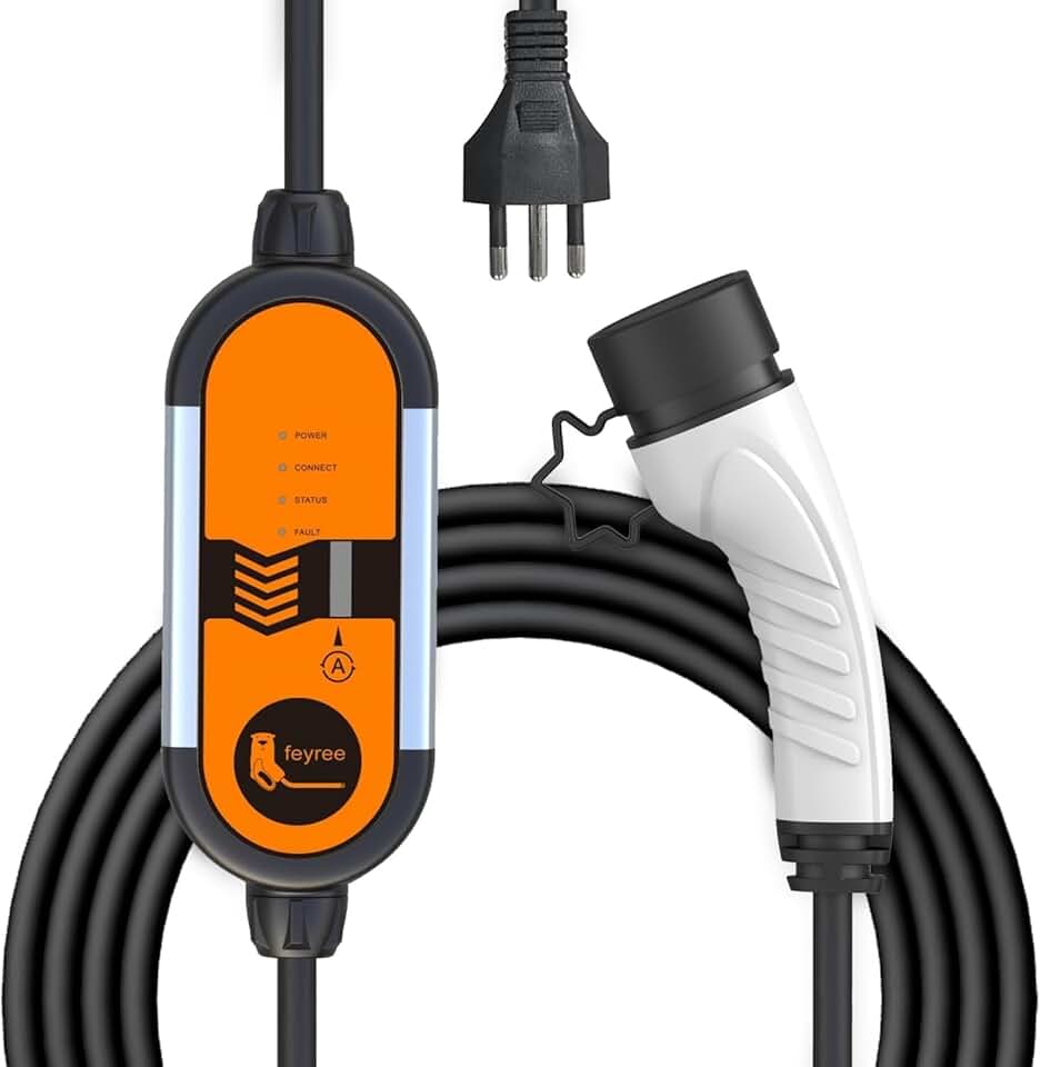 VEDO Carregador Portátil para Carro Elétrico, 3,5KW, 16A-13A-10A, 85-264V, Tipo 2, Cabo de 8m Tipo 2, Cabo de 5M Carregador para Carro Elétrico Portátil 16A 85-264V Type 2
