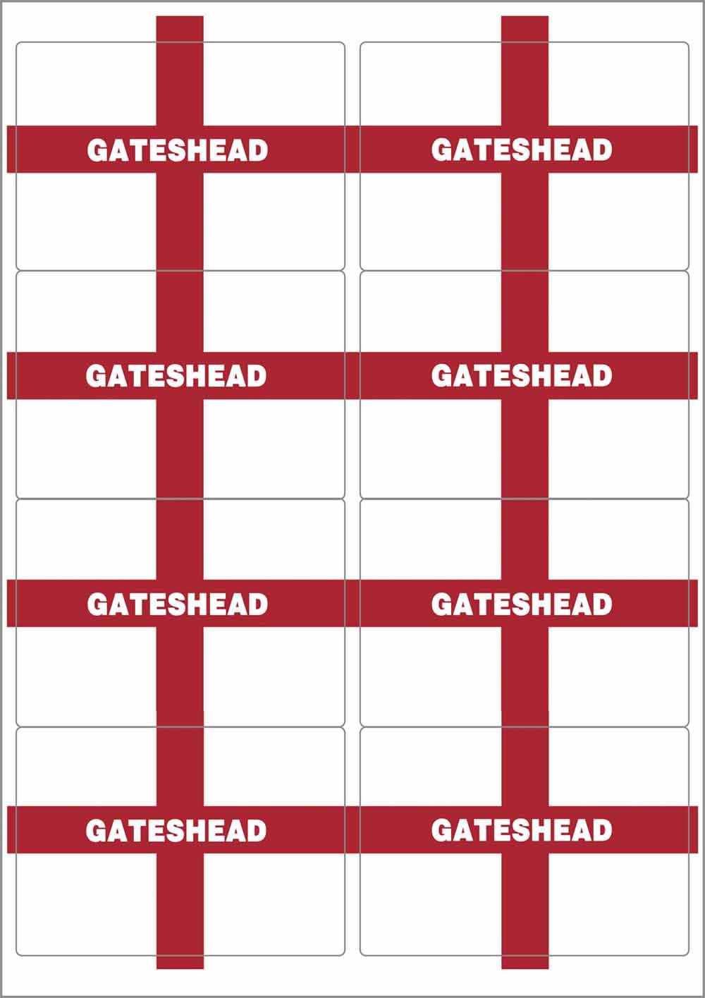 Ozorath Multicolor Gateshead England Flag Rectangular Matt Paper Stickers A4 Sheet Of 8 (Each Sticker Is 99Mm X 68Mm)