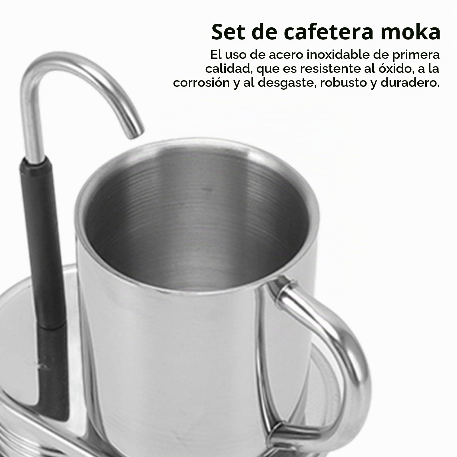 Tyenaza Cafetera Moka de un Solo Pico, Cafetera Italiana Clásica de 220 Ml, Mini Cafetera Espresso para Estufa, Juego de Moka de café DIY, con Copa, para Fiestas Al Aire Libre, Viajes(12,5 x 21 cm)