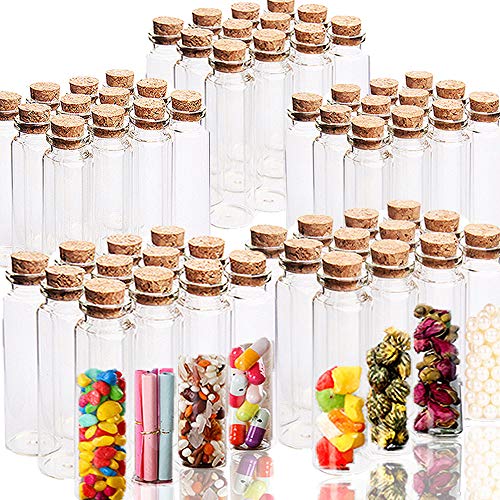 60 PCS 20ml Mini Cork Stoppers Glass Bottles,Glass Bottles Jars Vials,Mini Glass Jars Bottles with Cork Stoppers for Arts and Crafts,Handmade gift,Decorations