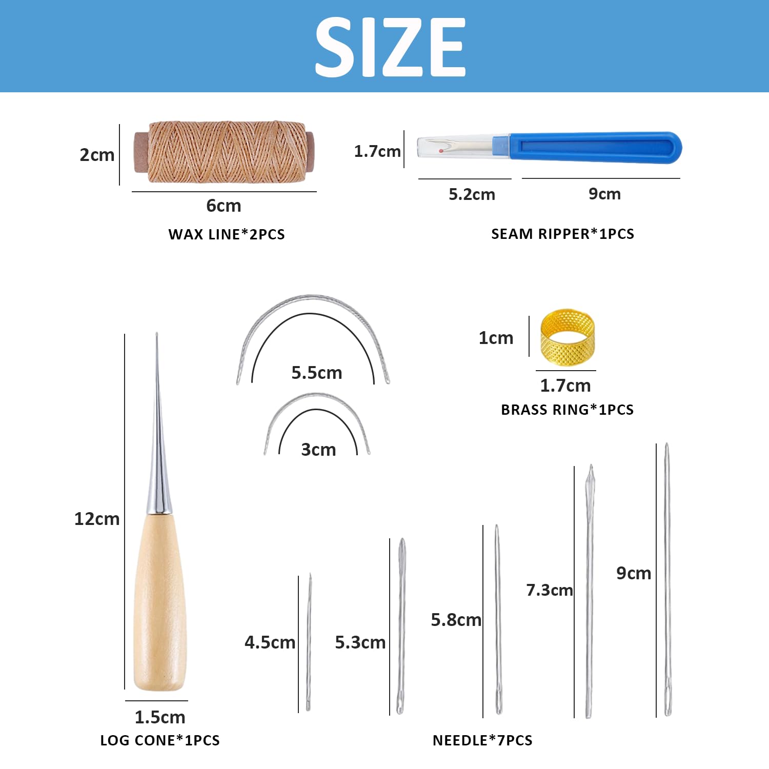 Set Cucito Pelle - 10 Aghi, 2 Fili Cerati, 1 Tagliasuture - Per Riparazioni E Fai Da Te In Pelle - Foto 5