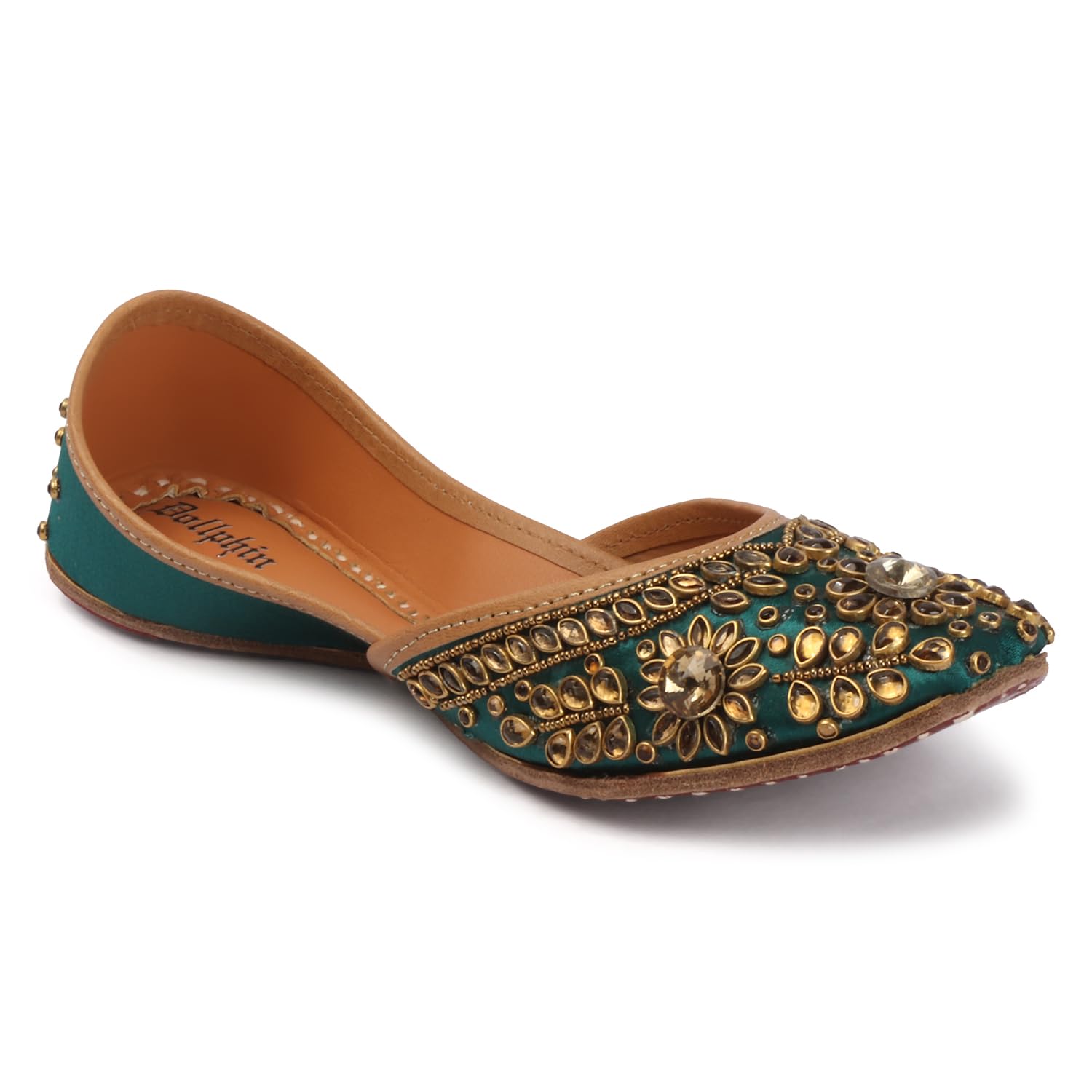 Women Golden Embroidered Ethnic Mojaris Flat for Festive & Party DJ-13-image-30