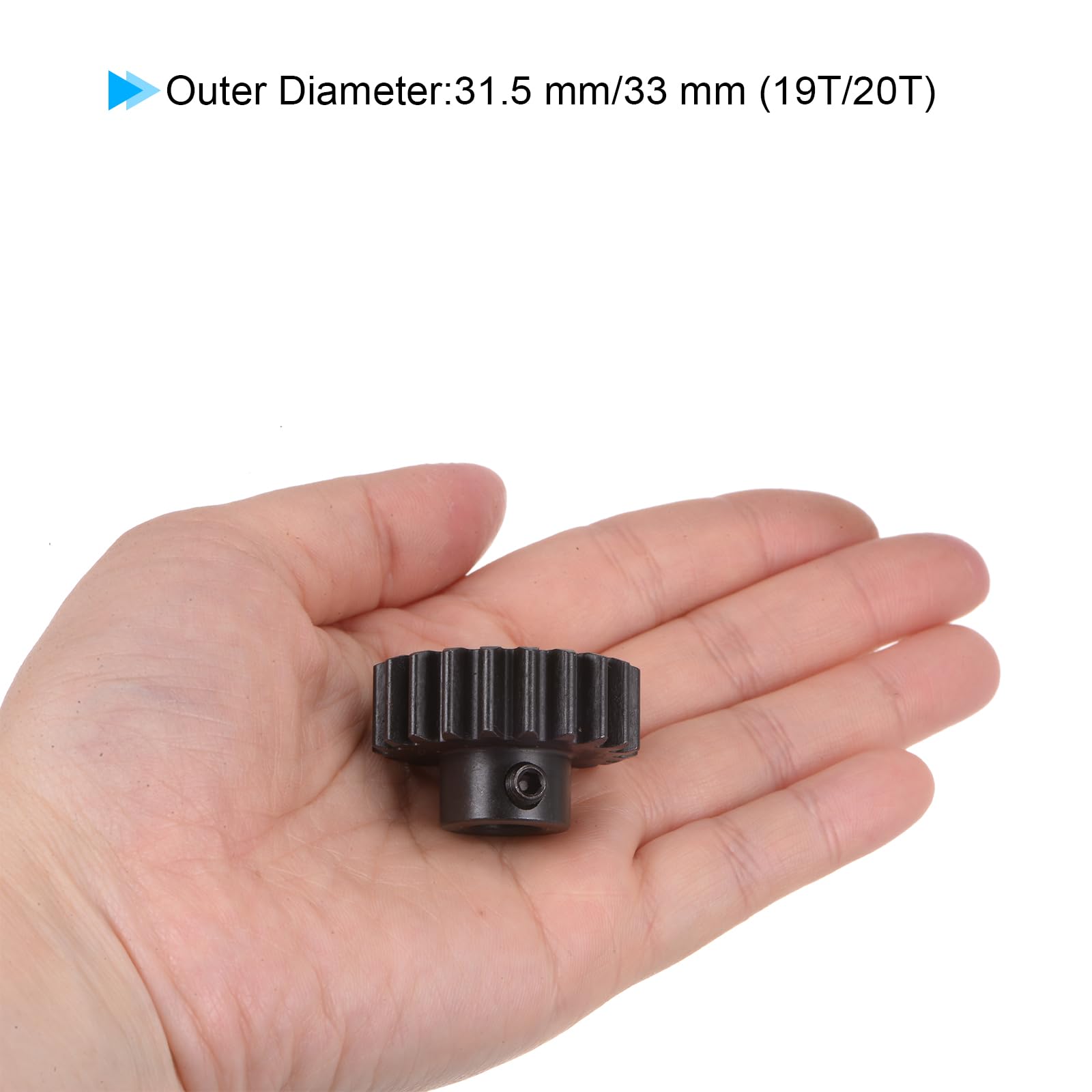 sourcing map Mod 1.5 - Juego de engranajes de piñón de 8 mm, eje 19T 20T, engranajes de motor de acero endurecido para coche RC (2 piezas)