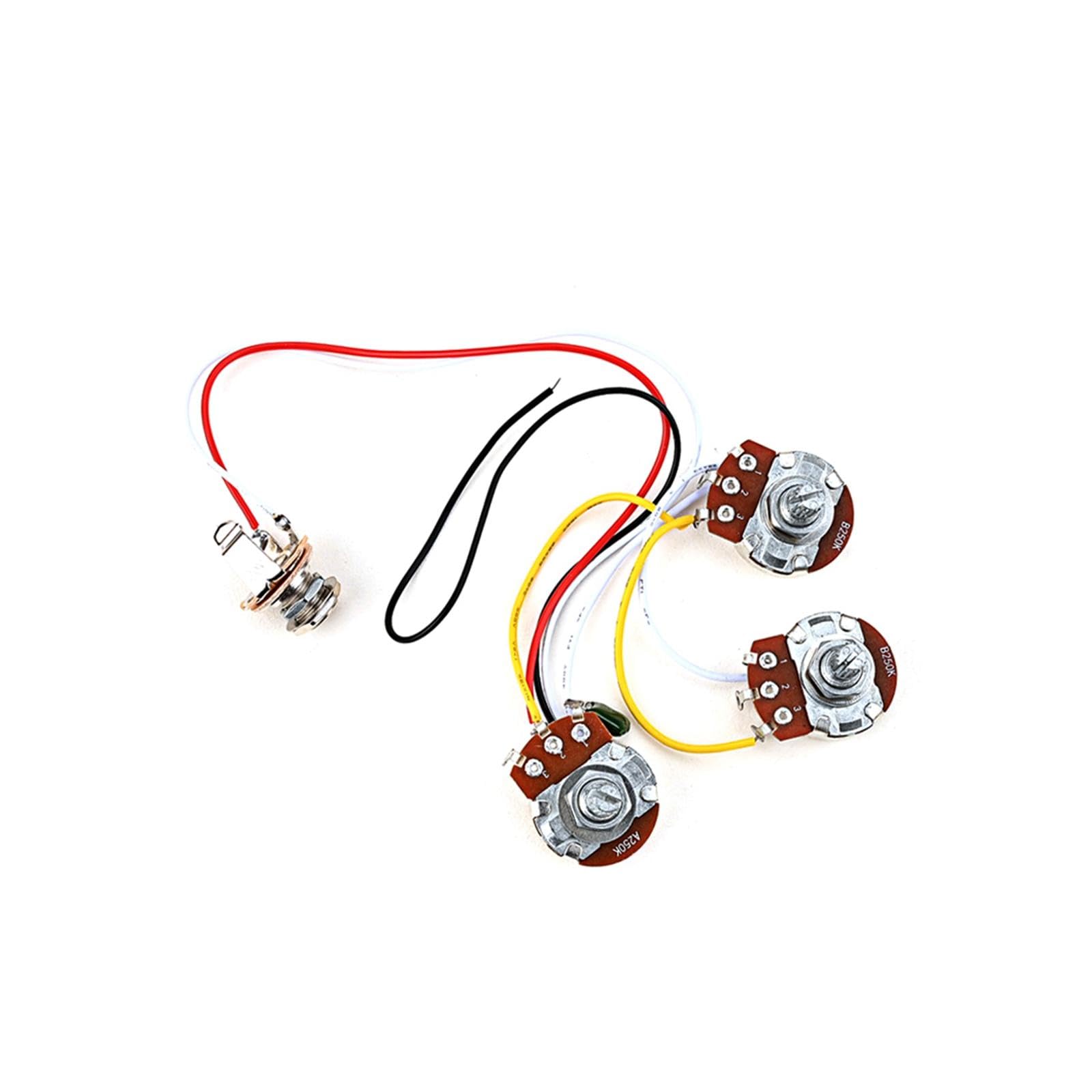 Juego de 5 potenciómetros eléctricos A250K+B250K precableados para accesorio de guitarra eléctrica