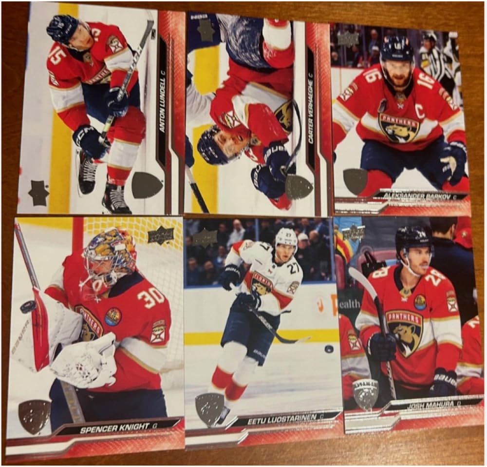2023-24 Upper Deck Series 2 Florida Panthers Base No SP Veteran Team Set of 6 Cards: #323 Anton Lundell #324 Carter Verhaeghe #325 Aleksander Barkov #326 Spencer Knight #327 Eetu Luostarinen #328 Josh Mahura All Cards Pack Fresh, Hand Collated,