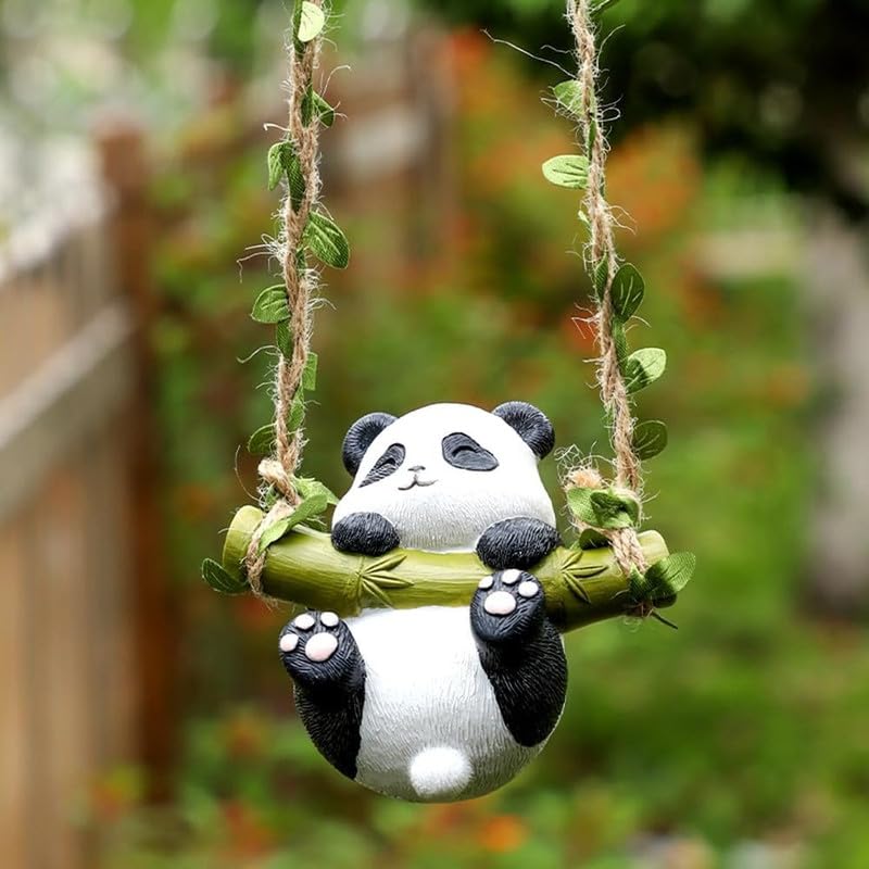 Image of The Decorshed Cute Panda Swing Hanging Dcor - Pack of 1 | Adorable Panda Showpiece for Car Dashboard, Home Wall, Kids Room, Garden & Office Decoration | Gifting Item