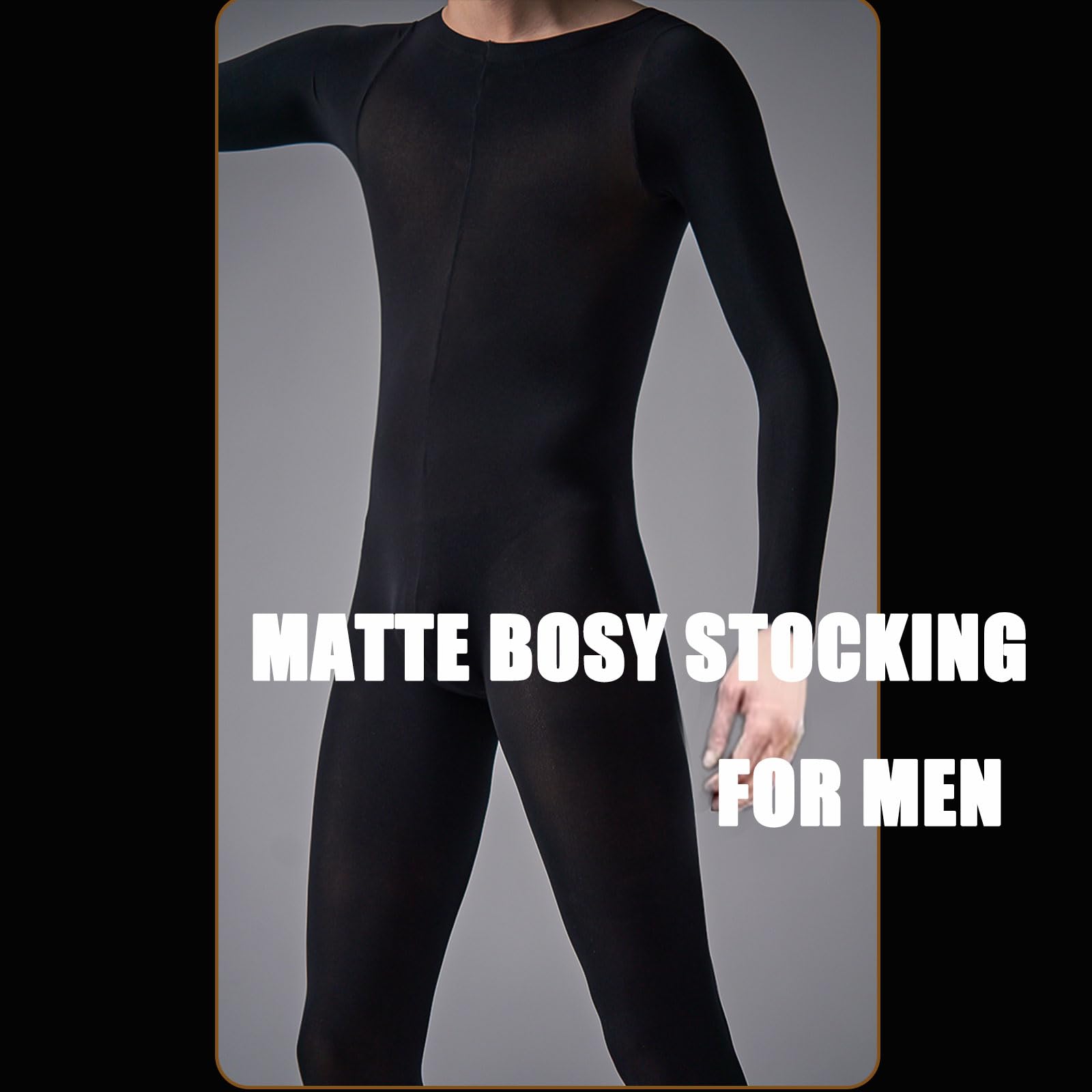 HTRUIYATY Combinaison Homme Bodystocking Ouvert Sexy Bodysuit Manches Longues Pantyhose Lingeries Jumpsuit for Men 120 DEN