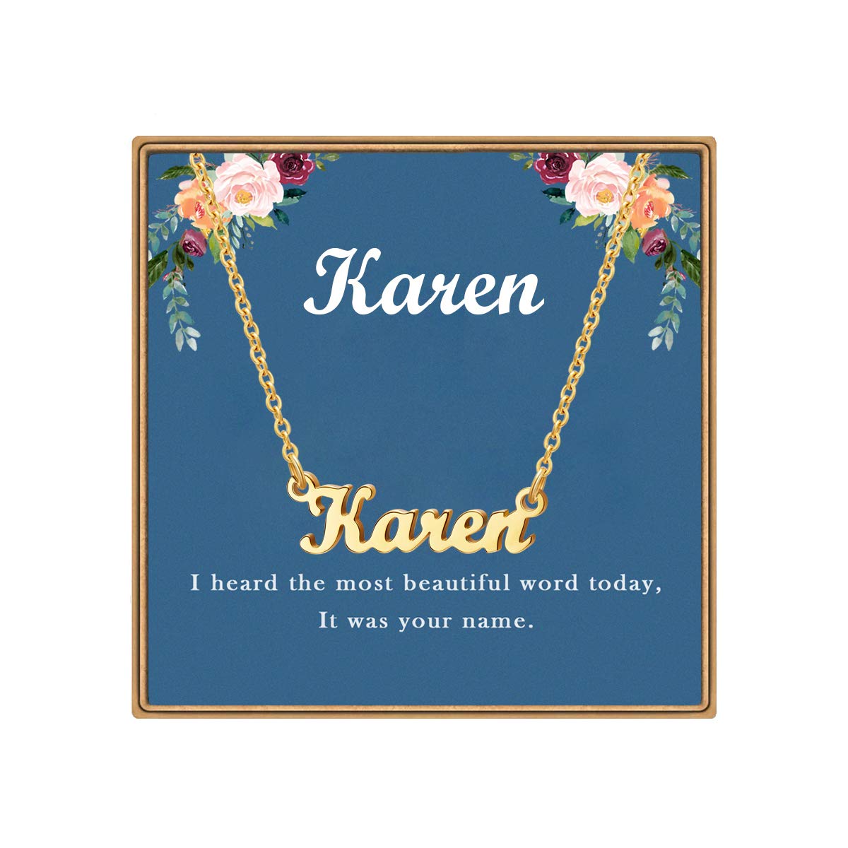 Ldurian Name Necklace Personalized, Customized Name plate necklace,14K gold Plated Personalized Dainty Name Necklace for women girl, Birthday jewelry Gift for Women