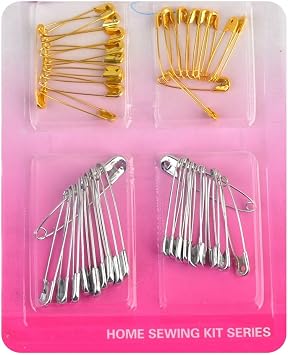 eZthings Safety Pins Set for Arts and Sewing Crafts Gold and Silver