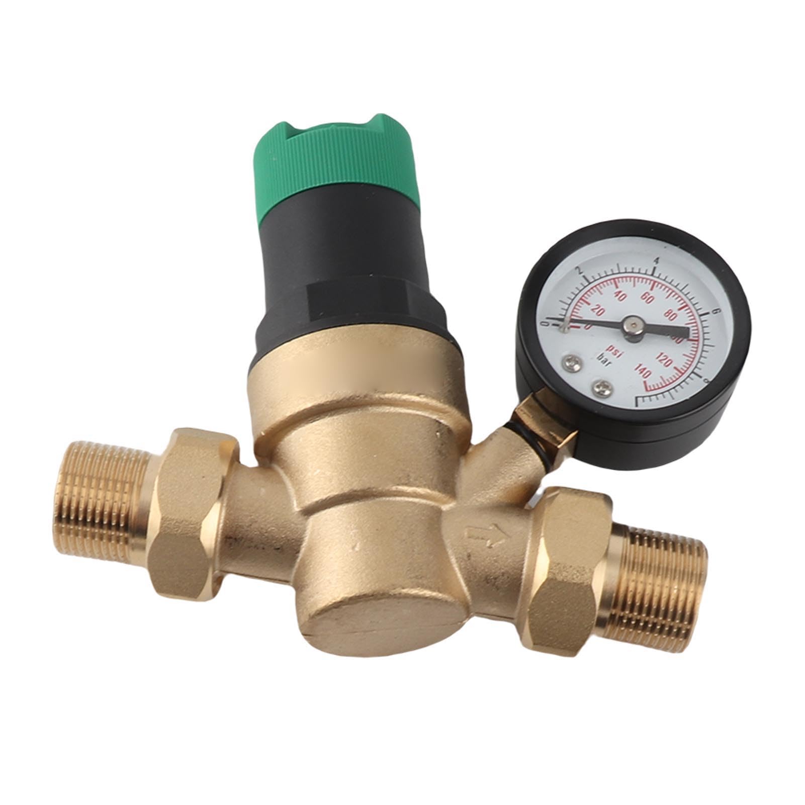 Alomejor Brass Water Pressure Regulator, Adjustable 1-6 Bar (3/4 inch | Trwała konstrukcja, dokładne pokrętło ciśnienia, łatwa instalacja, wszechstronne zastosowanie do zbiorników i kranów